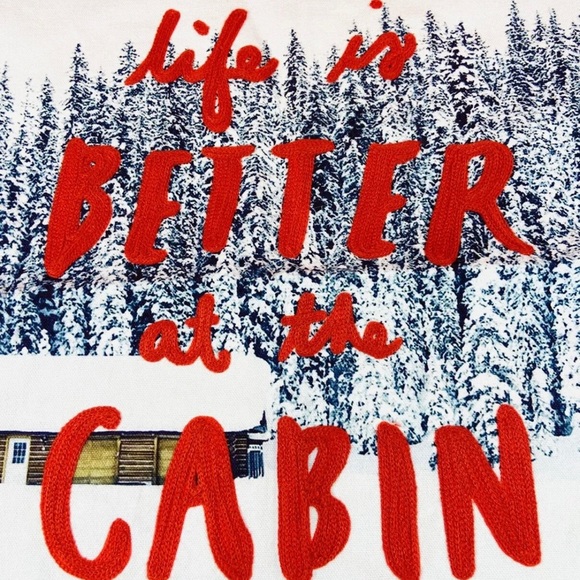 Set of 2 ~ Indigo Pillow Covers “Life Is Better At The Cabin” ~ Brand New - Picture 2 of 11